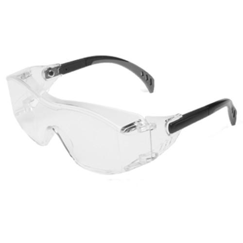 Cover2® Over the Glasses Safety Glasses, Clear w/ Black Stems, 1/ea 6980