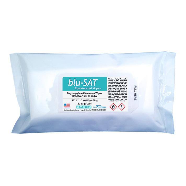blu-SAT 85% IPA Presaturated Polypropylene Wipes, 17″ x 11″ BS TP 1711.85