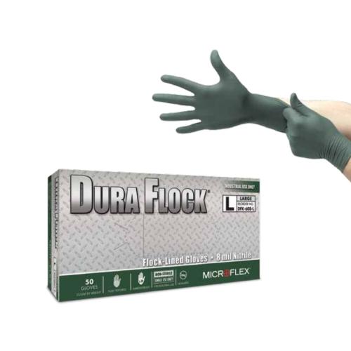 Microflex Dura Flock Flock-Lined Industrial-Grade Gloves - L