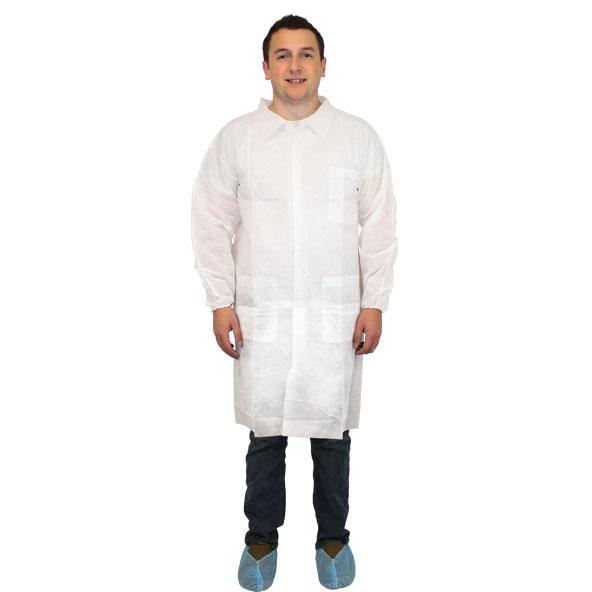 LAB COAT POLYPROPYLENE WHITE DLWH XL