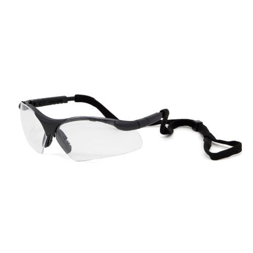CCP Ultra Safety Glasses w/ Cord & Adjustable Temples, Clear Lens, Black Frame, 12/bx - 15 bxs/cs EW 4400 C