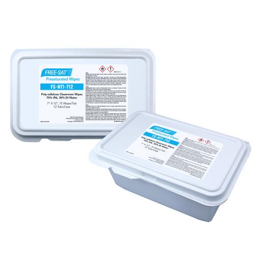 FREE-SAT® Pre-Saturated Poly-Cellulose Cleanroom Wipes, Non-Sterile, 70% IPA, 7