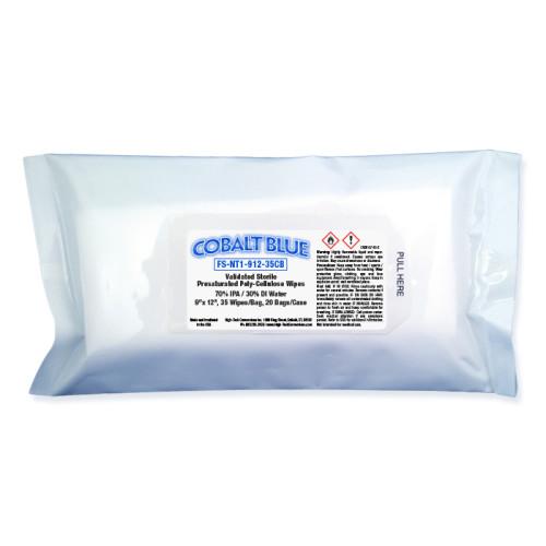 COBALT BLUE PRE-SAT STERILE CLEANROOM WIPE  9  X 12   35 BG 