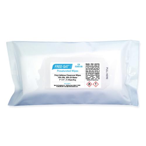 FREE-SAT® Pre-Saturated Poly-Cellulose Cleanroom Wipes, Non-Sterile, 70% IPA, 9