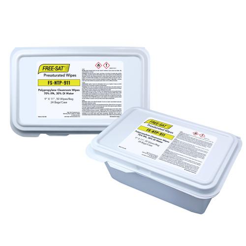 FREE-SAT® Pre-Saturated Cleanroom Wipes, Non-Sterile, 70% IPA, 9