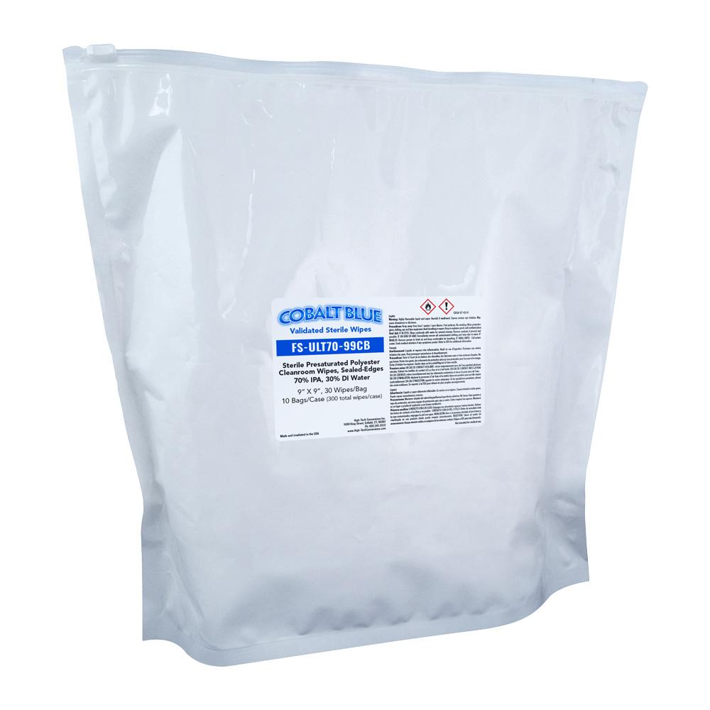 COBALT BLUE PRE-SAT STERILE CLEANROOM WIPE, 9 X 9, 30/BG, FS ULT70 99CB