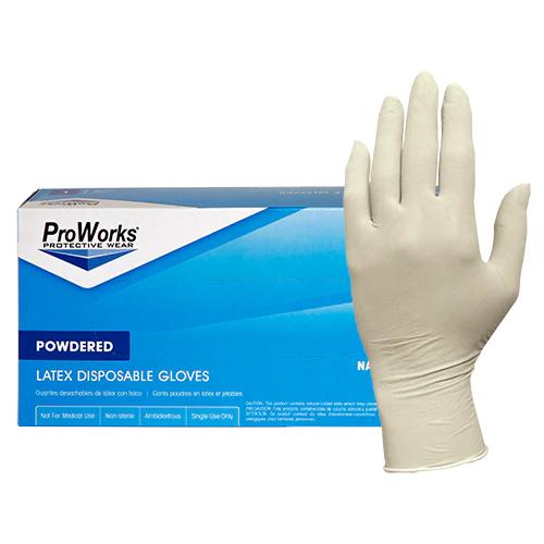 ProWorks Natural Latex Industrial Disposable Gloves  5 mil  