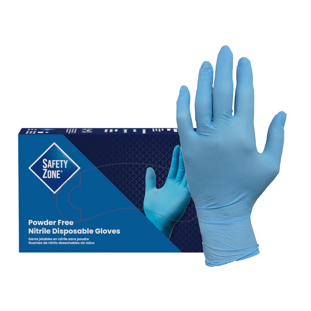 Safety Zone® Nitrile Powder-Free Gloves, Textured Fingers, 10x100, Blue, 3 mil - Large GL N103FL