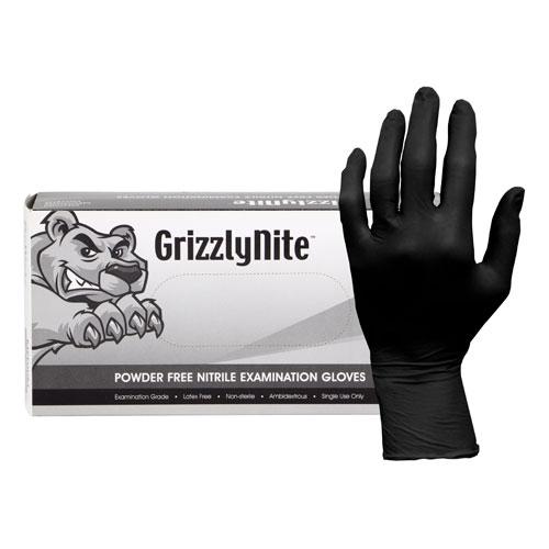 Safety Zone® GrizzlyNite® Nitrile Powder-Free Exam Gloves, 10x100, Black, 5.5 mil - Large GL N105FL