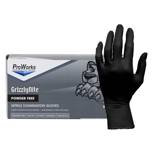 NITRILE POWDER FREE EXAM GLOVES BLACK  10 100-SM