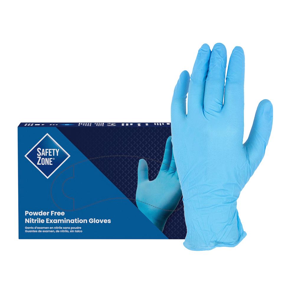 Safety Zone® Nitrile Powder-Free Exam Gloves, Textured Fingers, 10x100, Blue, 4 mil - Small GL N135FS