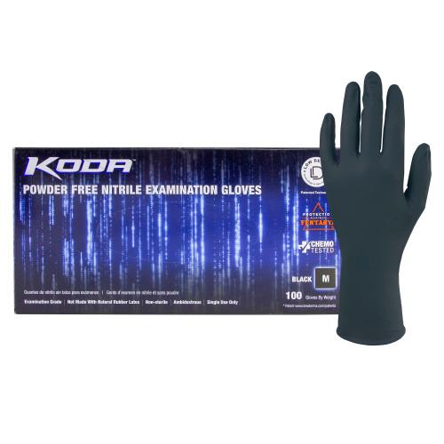 Koda® Nitrile Powder-Free Exam Gloves, 10x100, Black, 5.5 mil - Medium GL NCF235BKFM