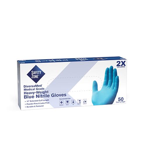 Safety Zone® Heavy-Weight Nitrile Powder-Free Exam Gloves, 12
