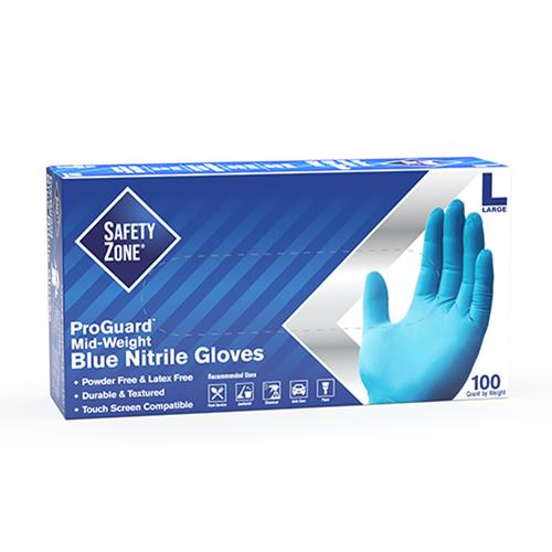 NITRILE POWDER FREE EXAM GLOVES  BLUE  10 10  LG