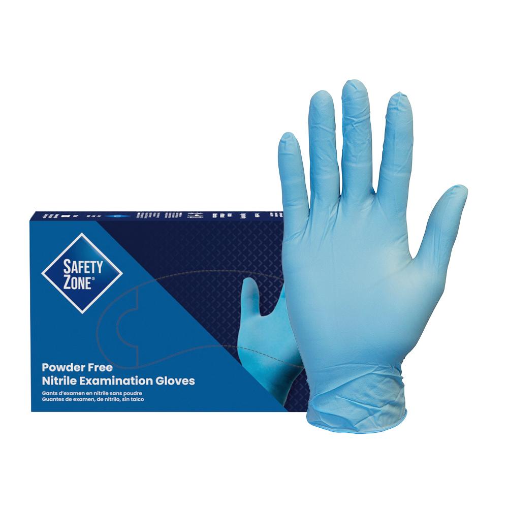 Safety Zone® Nitrile Powder-Free Exam Gloves, 10x100, Blue, 4 mil - Medium GNPR MD 1M