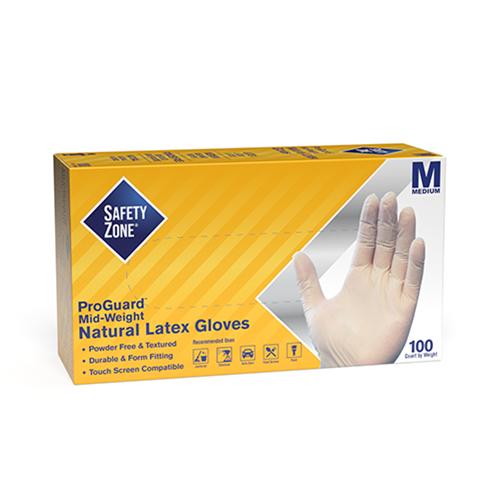 Safety Zone® Latex Powder-Free Gloves, Textured, 10x100, Natural, 5 mil - Medium GRPR MD 1 T