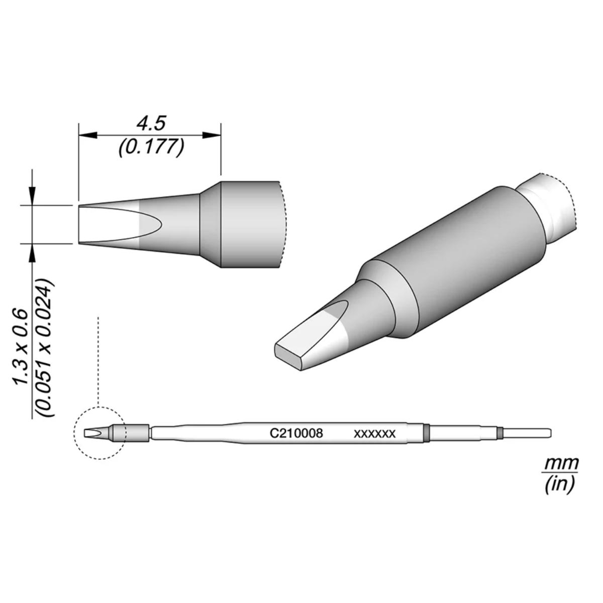 JBC Chisel Cartridge, 1.3 mm x 0.6 mm, 1/ea (C210008) JBC C210 008