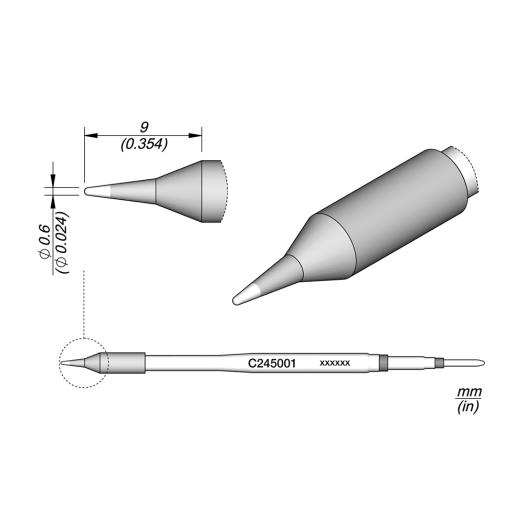 JBC C245001  Cartridge - Conical - 0.6 MM