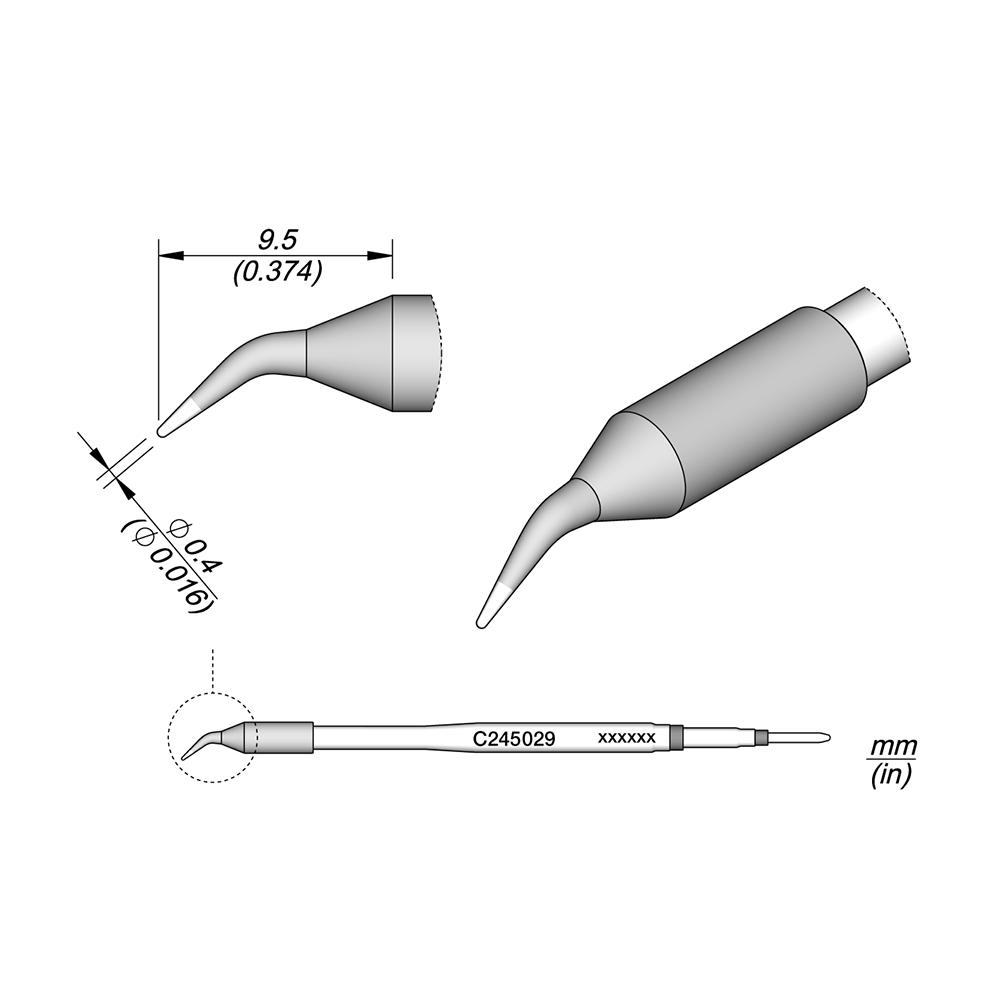 JBC C245029: Cartridge - Curve - 0.4 MM JBC C245 029