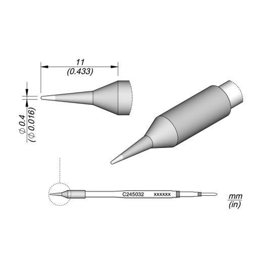 JBC C245032  Cartridge - Conical 0.4 MM