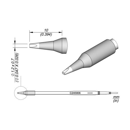 JBC C245806  Cartridge - Chisel - 1.2 MM x 0.7 MM