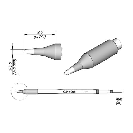 JBC C245905  Cartridge - Conical - Sloped - 1.5 MM
