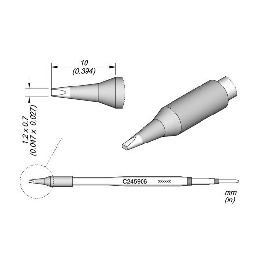 JBC C245906  Cartridge - Chisel - 1.2 MM x 0.7 MM