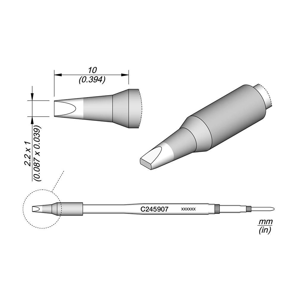 JBC C245907: Cartridge - Chisel - 2.2 MM x 1.0 MM JBC C245 907