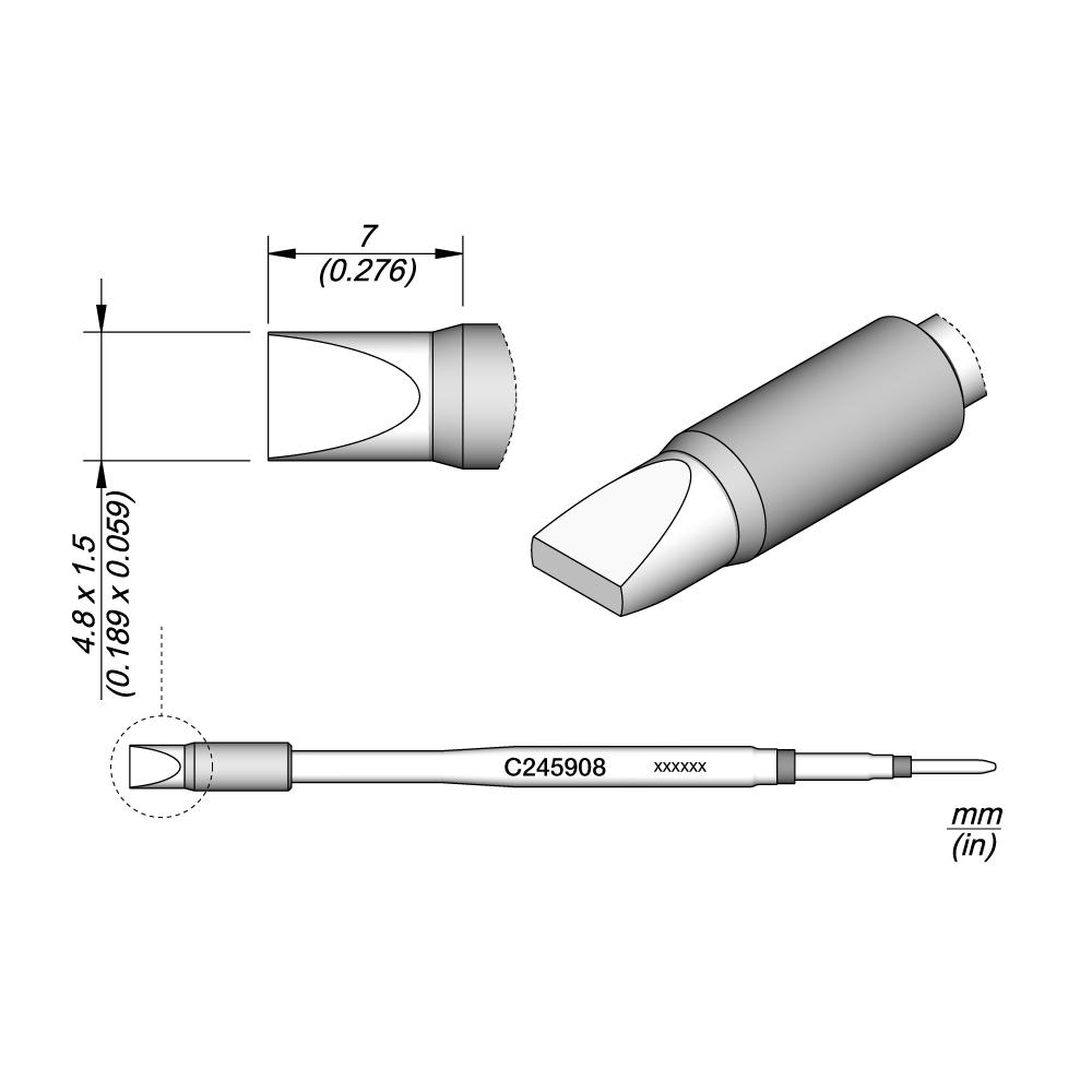 JBC C245908: Cartridge - High Thermal Efficiency - Chisel - JBC C245 908
