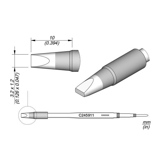 JBC C245911  Cartridge - Chisel - 3.2 MM x 1.2 MM