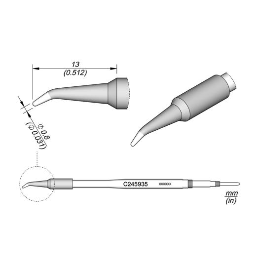JBC C245935  Cartridge - Bent - 0.8 MM