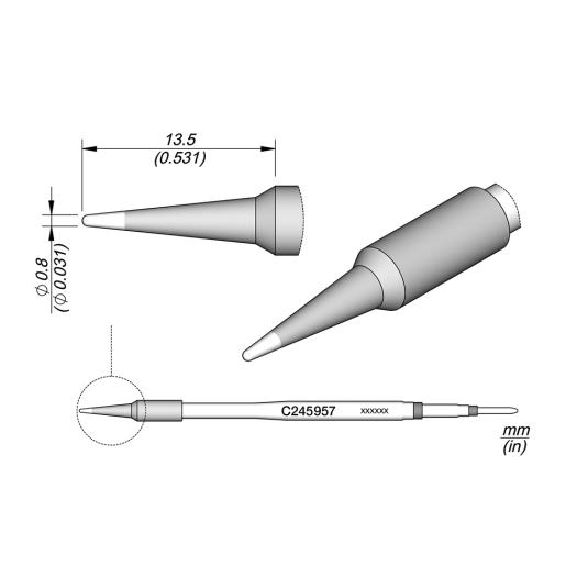 JBC C245957  Cartridge - Conical - 0.8 MM