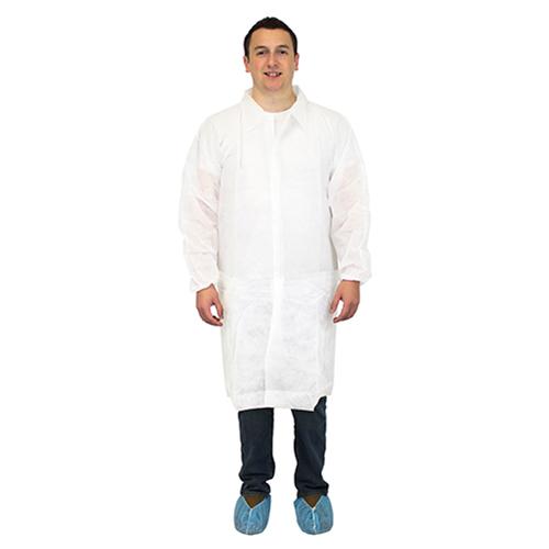 POLYPROPYLENE LAB COAT WHITE NO M1714 5X E W