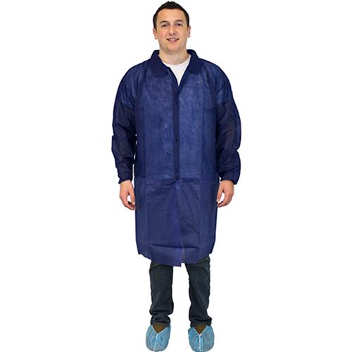 POLYPROPYLENE LAB COAT BLUE NO
