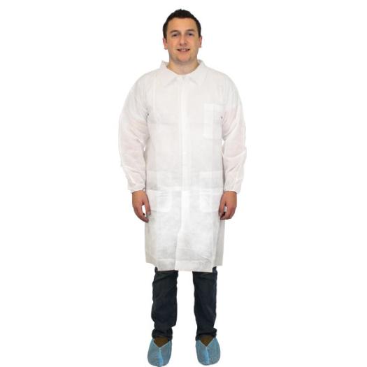 The Safety Zone White Polypropylene Lab Coat, 3 Pockets - 2X