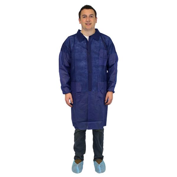 POLYPROPYLENE LAB COAT BLUE M1734B L EW