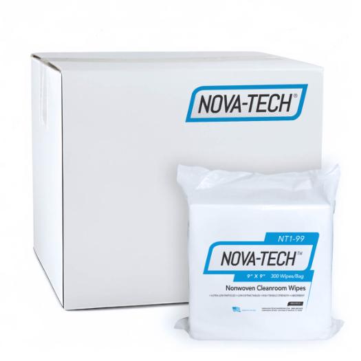NOVA-TECH 1000 NONWOVEN CLEANROOM WIPES 9X9  300 BG 12 BG CS