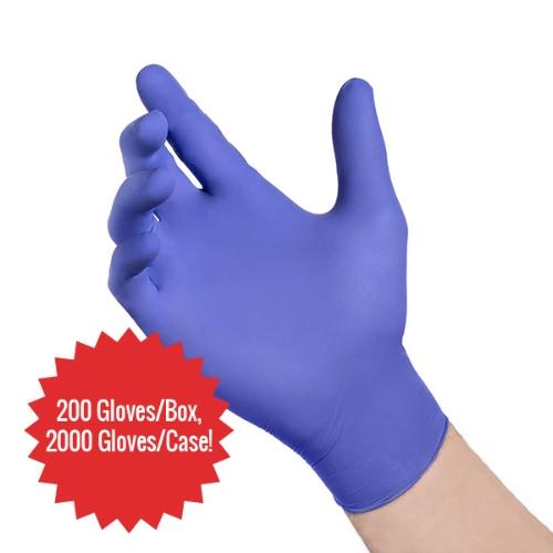 RiVAL RV400 Series Blue Nitrile Exam Gloves  9.5   - Small