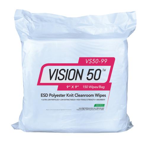 POLY CLEANROOM WIPES,9x9,HW 140GSM POLYKNIT,150/BG,12BG/CS VS50 99