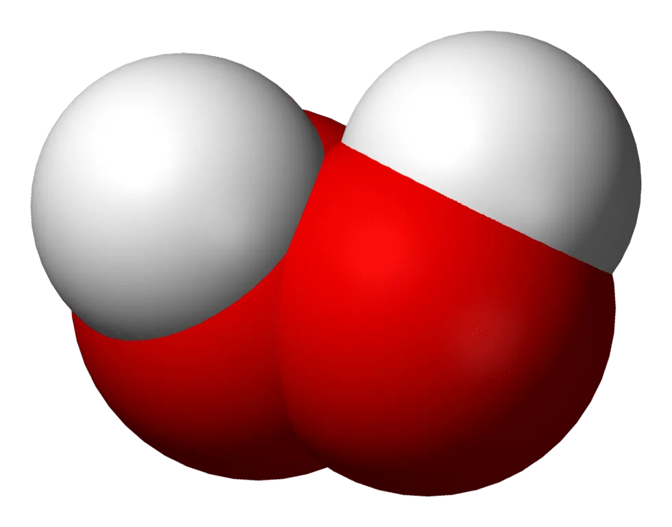 Space filling model of the hydrogen peroxide molecule