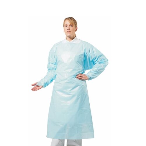 45 Blue Poly ISO Long Sleeve Gown With Thumb Loop