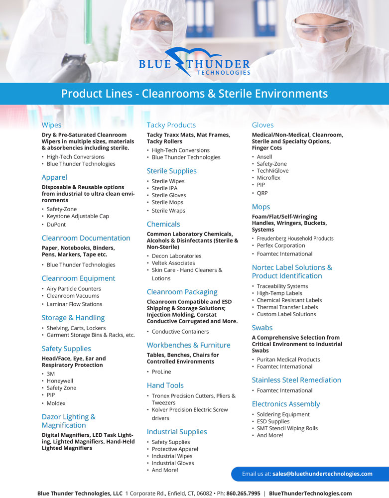 Cleanrooms & Sterile Environments Line Card