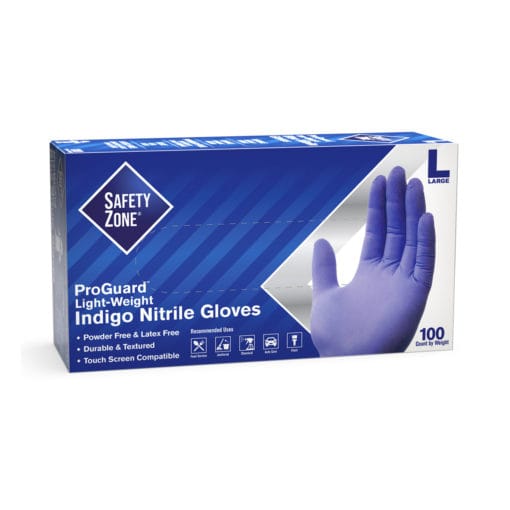 The Safety Zone Blue Nitrile Gloves, 3 Mil, Powder Free