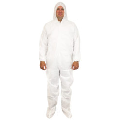 The Safety Zone White SMS Coverall Attached Hood Boots