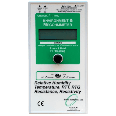 RT-1000 megohmmeter for anti static and esd testing of surfaces with a digital readout