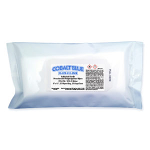 Cobalt Blue 9" x 11" Sterile Presaturated Wipes, Polypropylene, 70% IPA / 30% DI Water