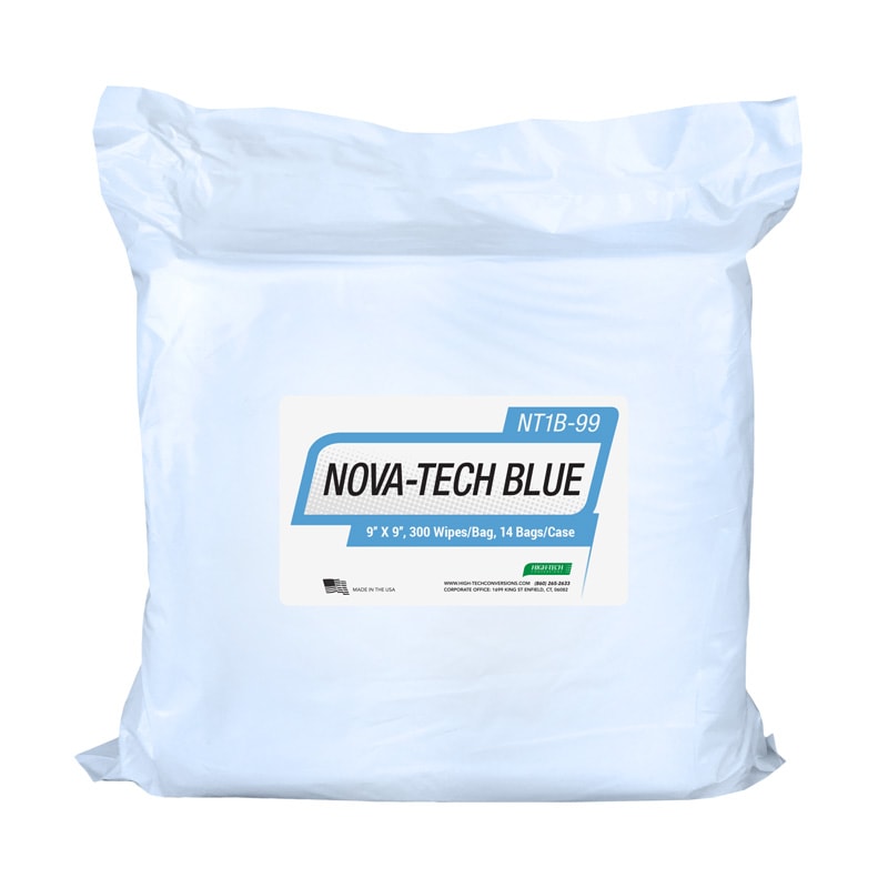Pack of 3600 9 Length 9 Width High-Tech Conversions NT10-99 White Poly-Cellulose Nova-Tech Lint Free Nonwoven Cleanroom Wipe 