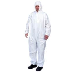Sunrise Industries Coverall, Suntech Microporous Material, Elastic Wrists & Ankles, Zipper Front, Hood, White, 25/case