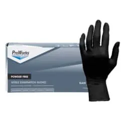 ProWorks® Black Nitrile Exam Gloves, Powder Free 5 mil (HOS-GL-N145F)