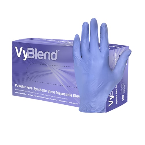 VyBlend® Synthetic Vinyl Disposable Gloves, Powder Free, Violet Blue, (HOS-GL-VN104VBF)